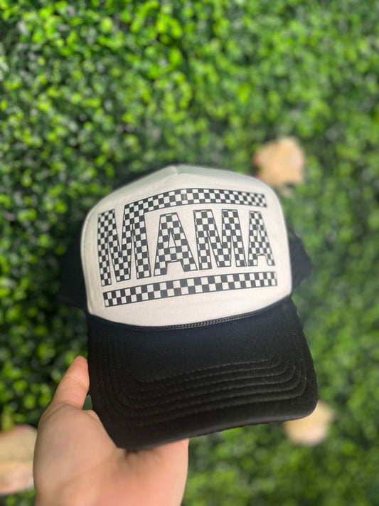 Mama Checkered Trucker Hat