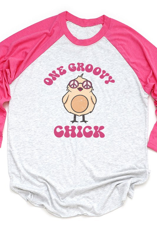 Easter One Groovy Chick Graphic Raglan