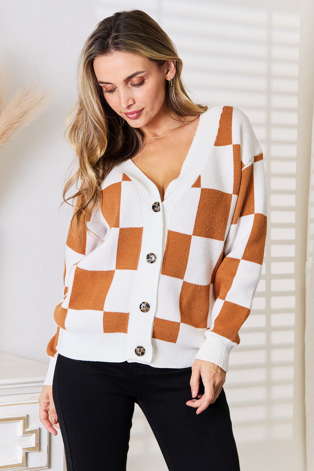 Carly Checkered Cardigan