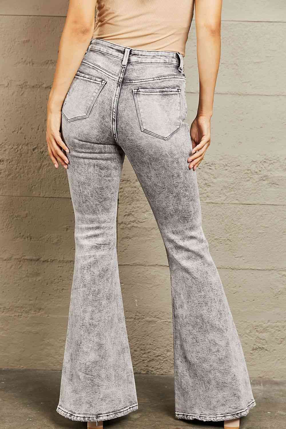 Nora High Waisted Acid Wash Flare Jeans