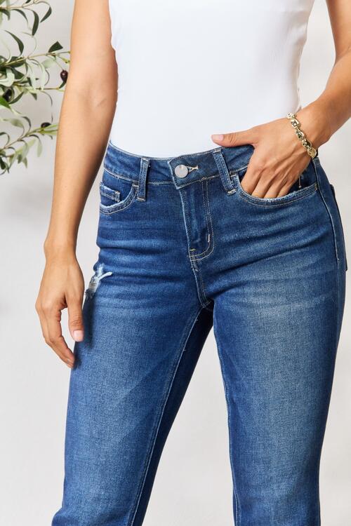 Paisley Distressed Cropped Jeans