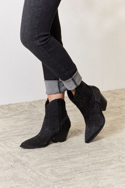 Rylee Rhinestone Ankle Boots in Black